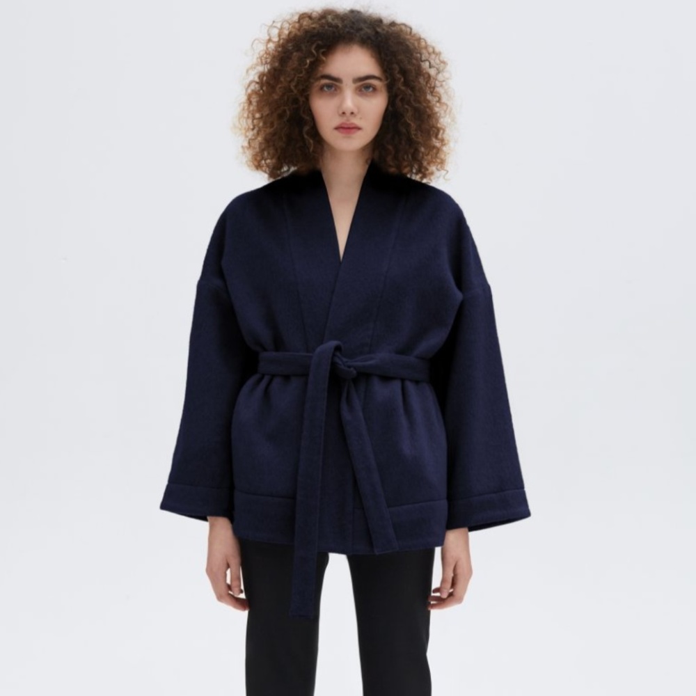 RODEBJER Navy Wool Blend Kimono
